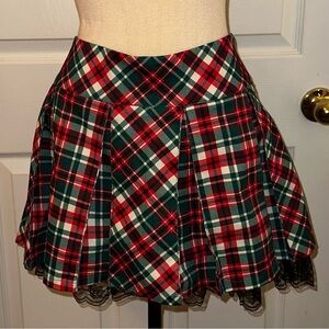 Sugar Thrillz Dolls Kill ‘HOLIDAY PARTY’ Red Green Black Plaid Skirt XL NWT